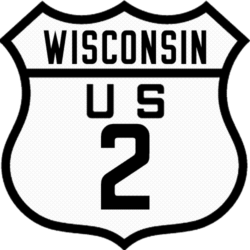 Historic shield for US 2 in Wisconsin